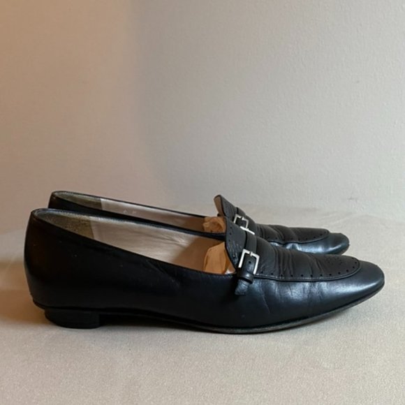 Black Vintage CHANEL Interlocking CC Logo Loafers 5 1/2 - Picture 6 of 11